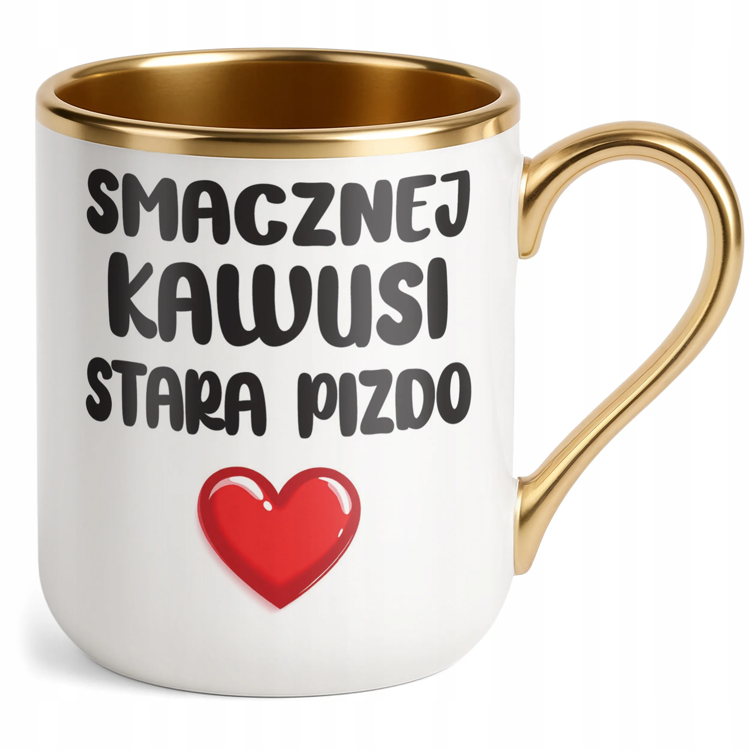 Kubek Premium Złoty Smacznej Kawusi Stara Piz*o Śmieszny Zabawny Prezent