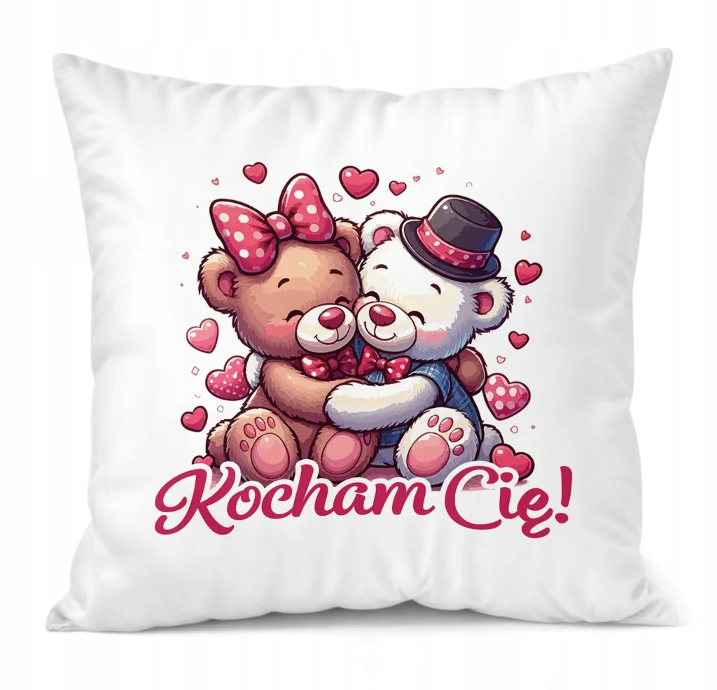 Poduszka 38x38cm na walentynki Misie Serce Kocham Cię Prezent