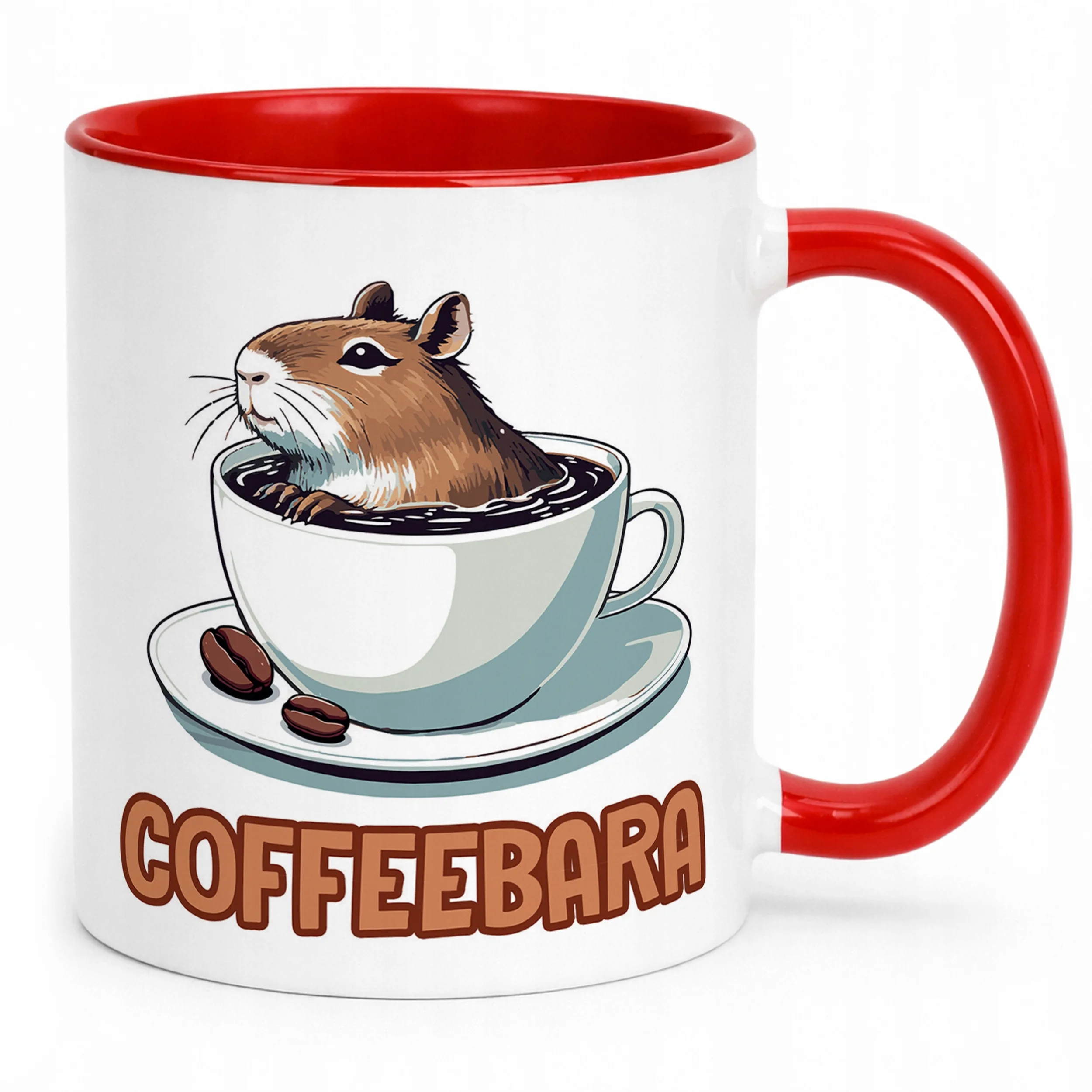 Kubek Czerwony Kapibara Capybara Zwierzak Słodki Dla Dzieci Prezent