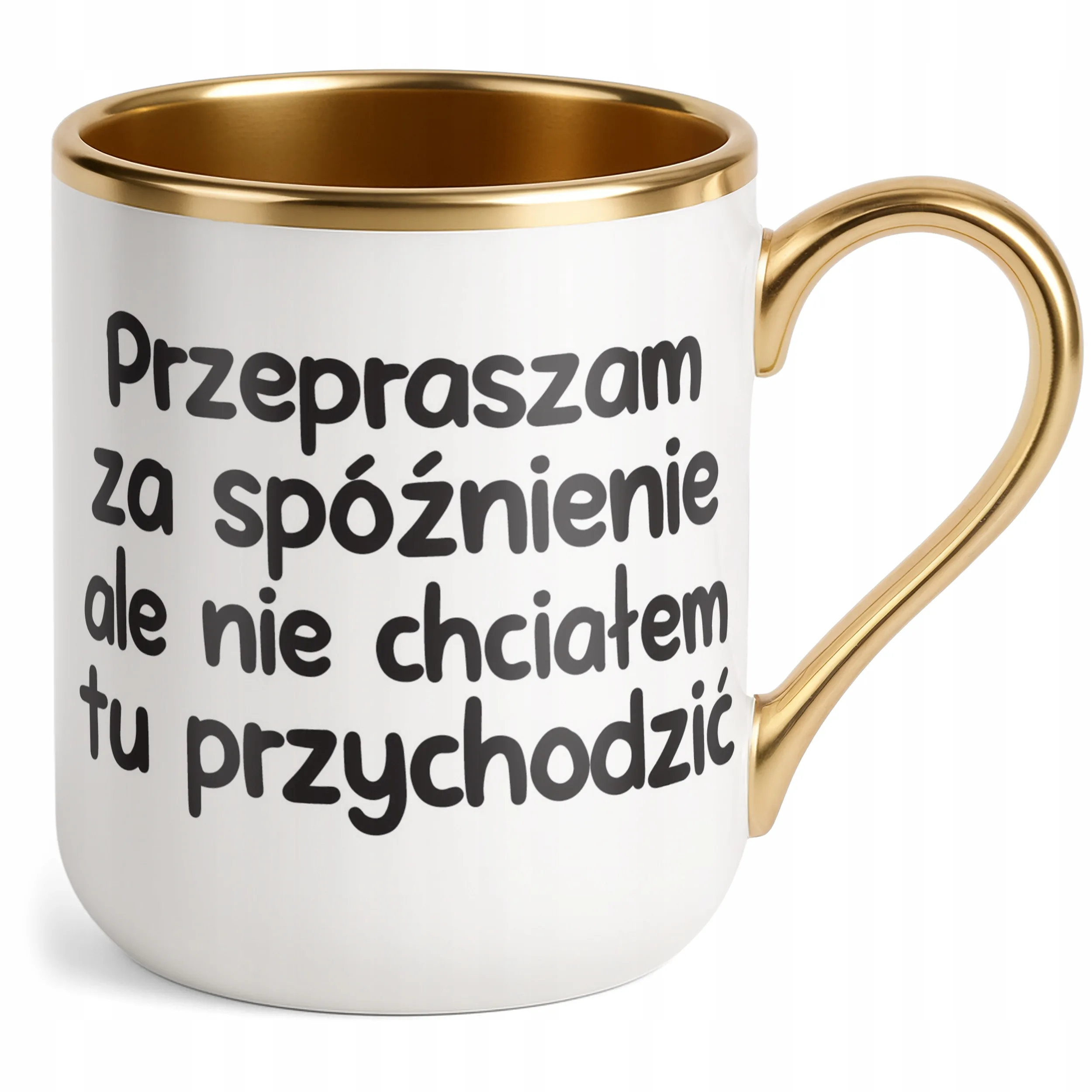 Kubek Premium Złoty Przepraszam Za Spóźnienie Śmieszny Zabawny Prezent