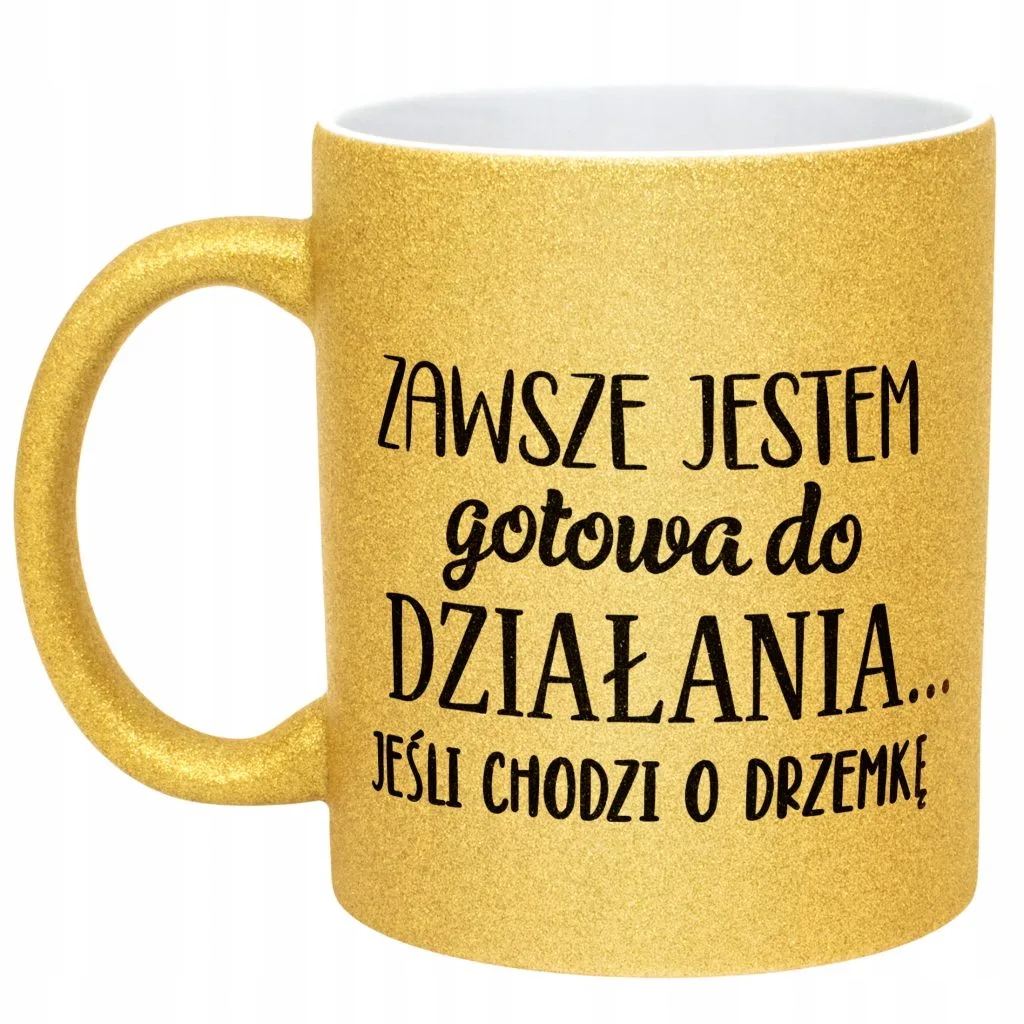 Złoty kubek brokatowy Dzień Kobiet Zabawny Prezent Upominek Dla Kobiety