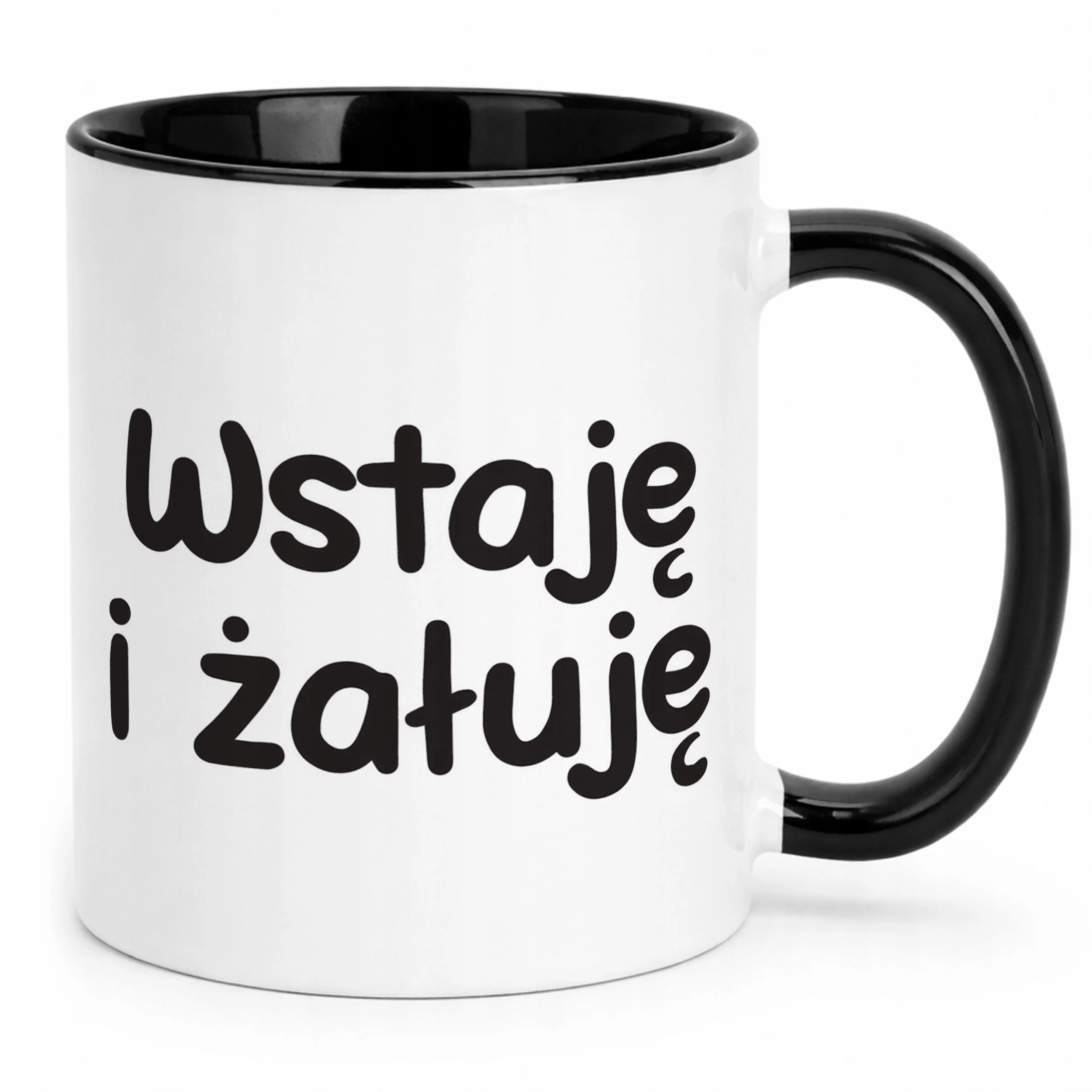 Kubek Czarny Wstaje i Żałuję Śmieszny Zabawny Prezent