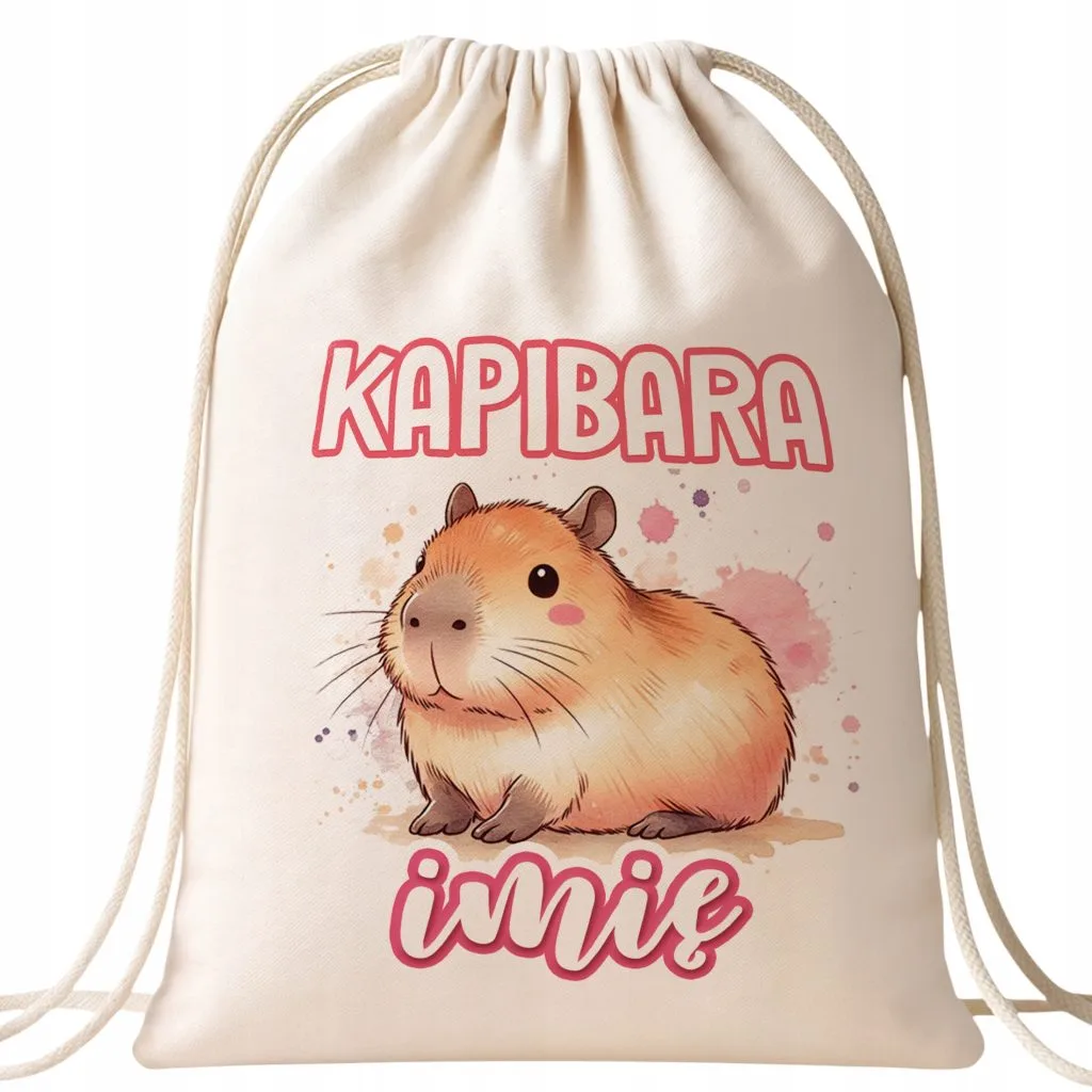 Plecak bawełniany Personalizowany Kapibara Capybara Zwierzak Dla Dzieci