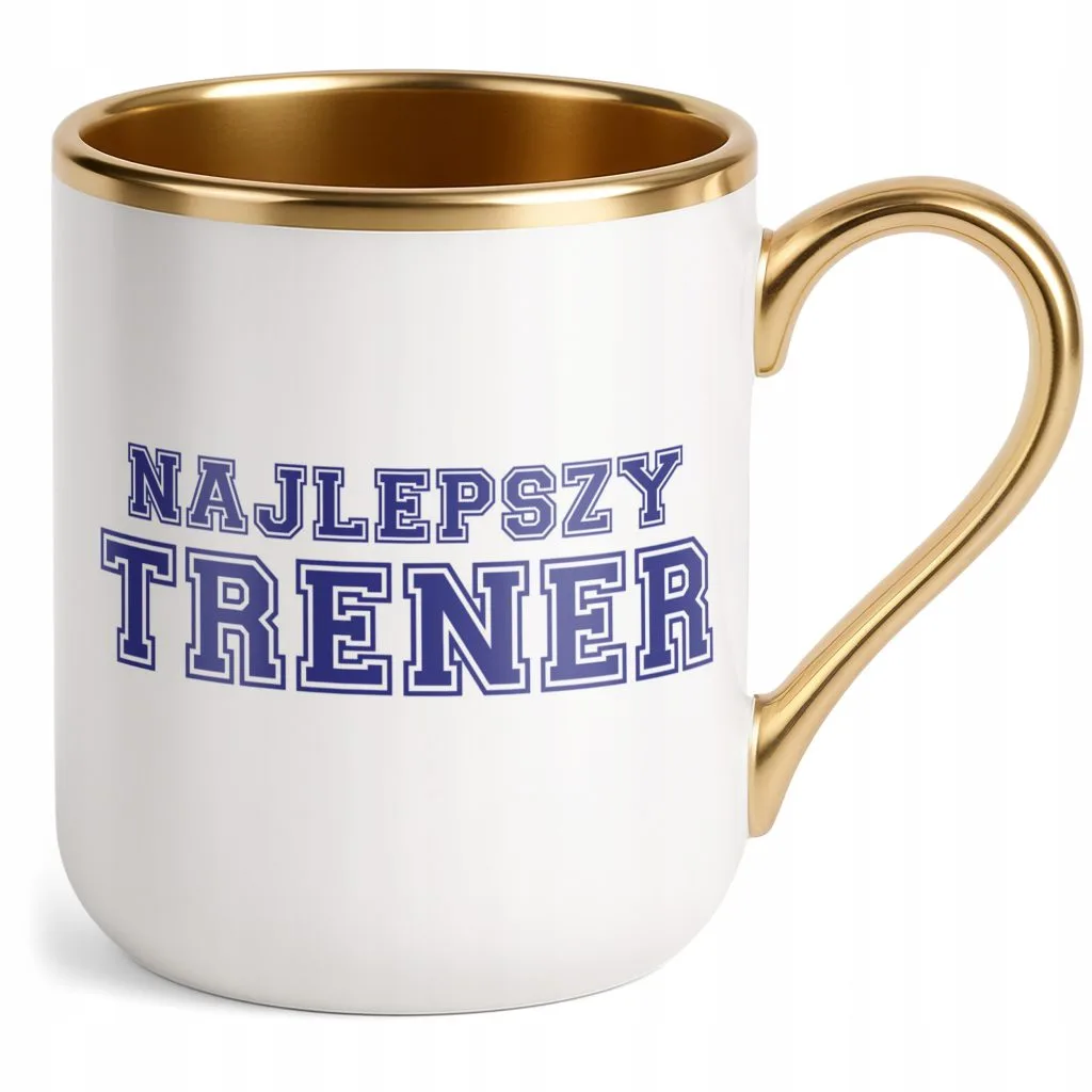 Kubek Premium Złoty Najlepszy Trener Sport Prezent Upominek