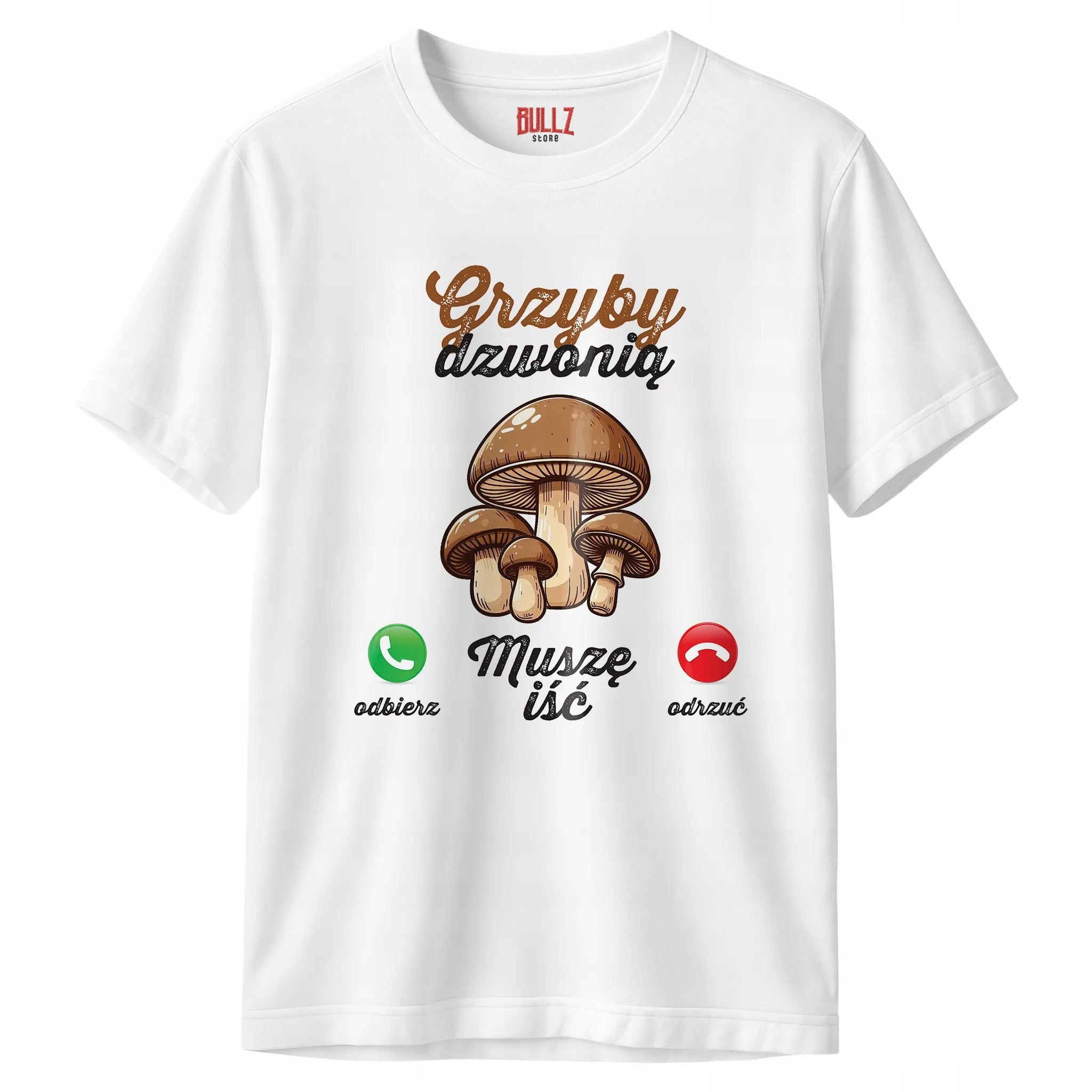 Koszulka biała męska Grzyby Dzwonią Grzybiarz Prezent r. 3XL