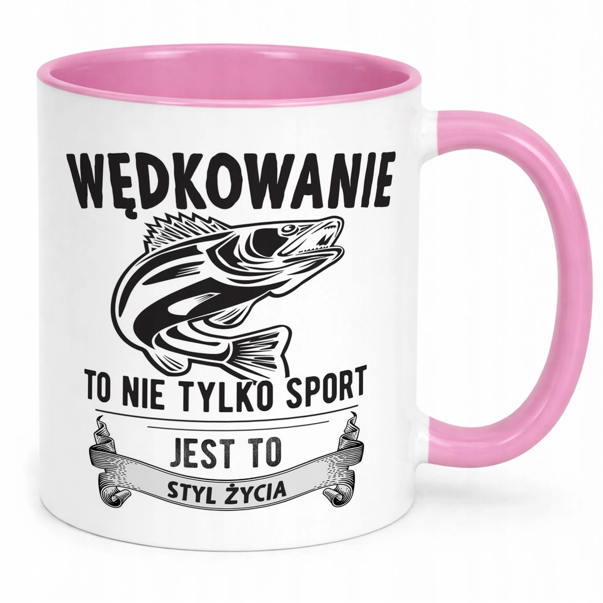 Kubek Różowy Dla Wędkarza Ryby Wędkowanie Prezent Upominek