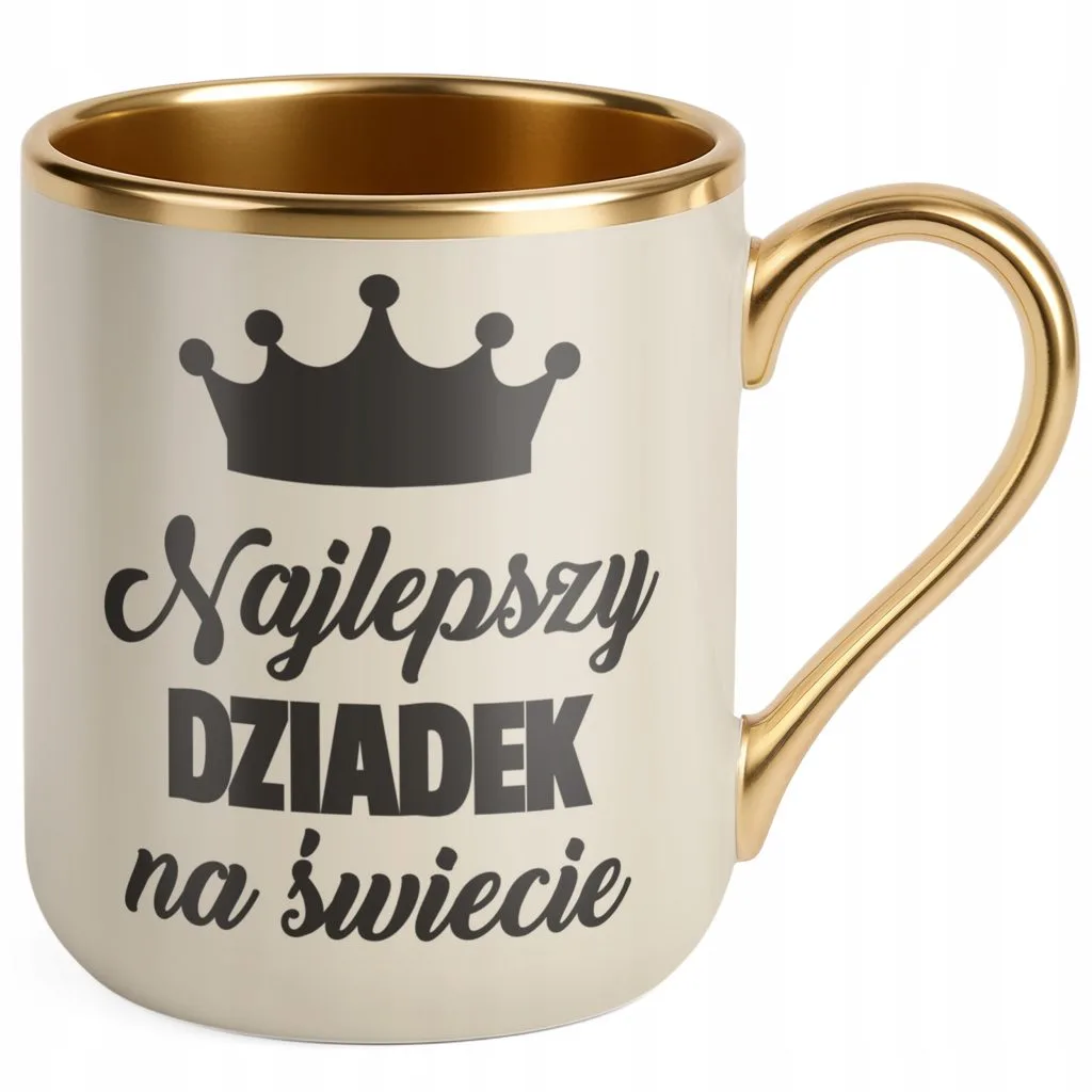 Kubek Premium Złoty Ecru Dzień Dziadka Dla Dziadka Prezent Upominek