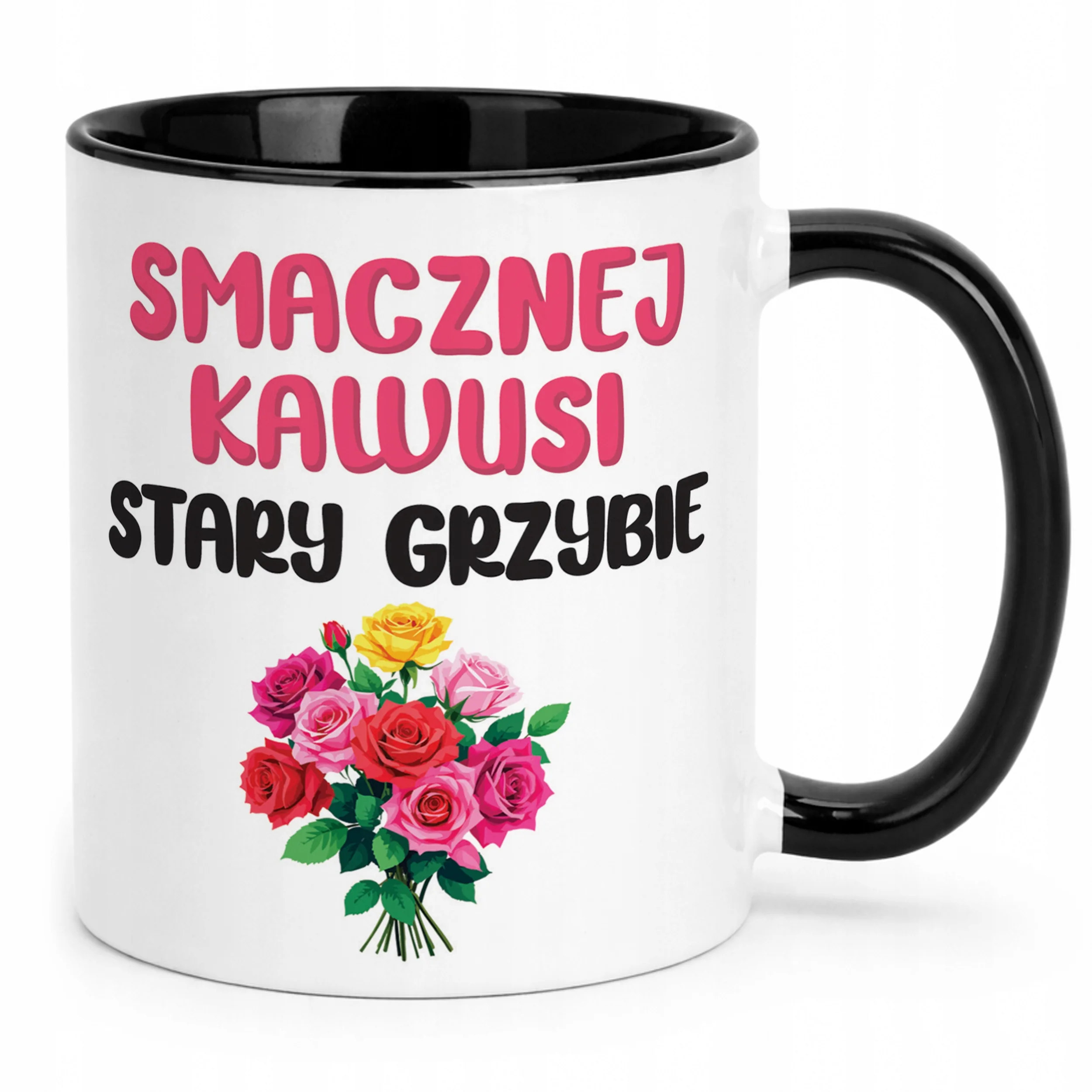 Kubek Czarny Smacznej Kawus Stary Grzybie Śmieszny Zabawny Prezent