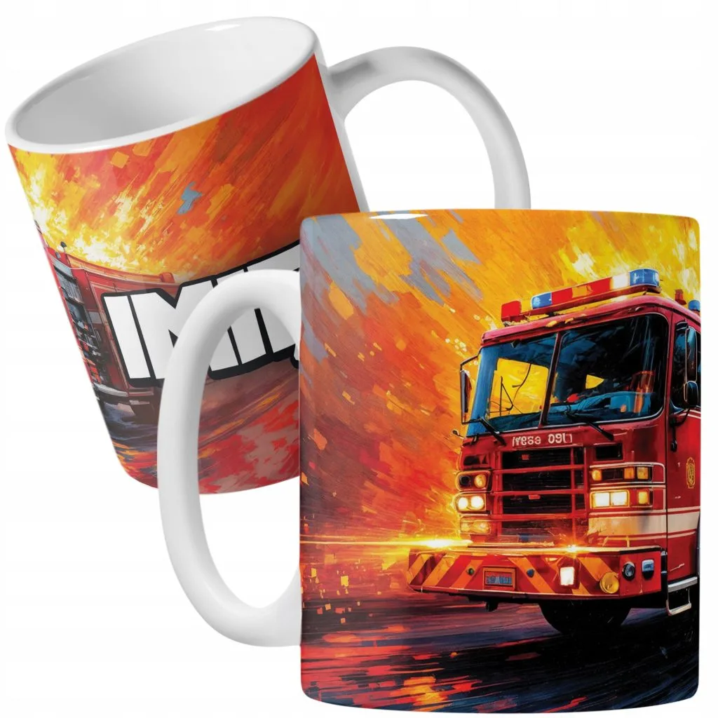 Kubek ceramiczny personalizowany Dla Strażaka Wóz Strażacki Dla Dzieci