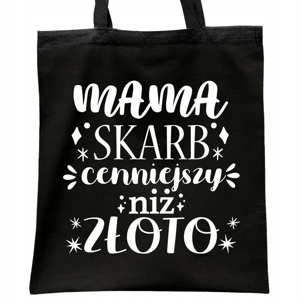 Torba bawełniana czarna na zakupy Dzień Matki Dla Mamy Prezent