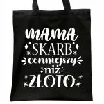 Torba bawełniana czarna na zakupy Dzień Matki Dla Mamy Prezent