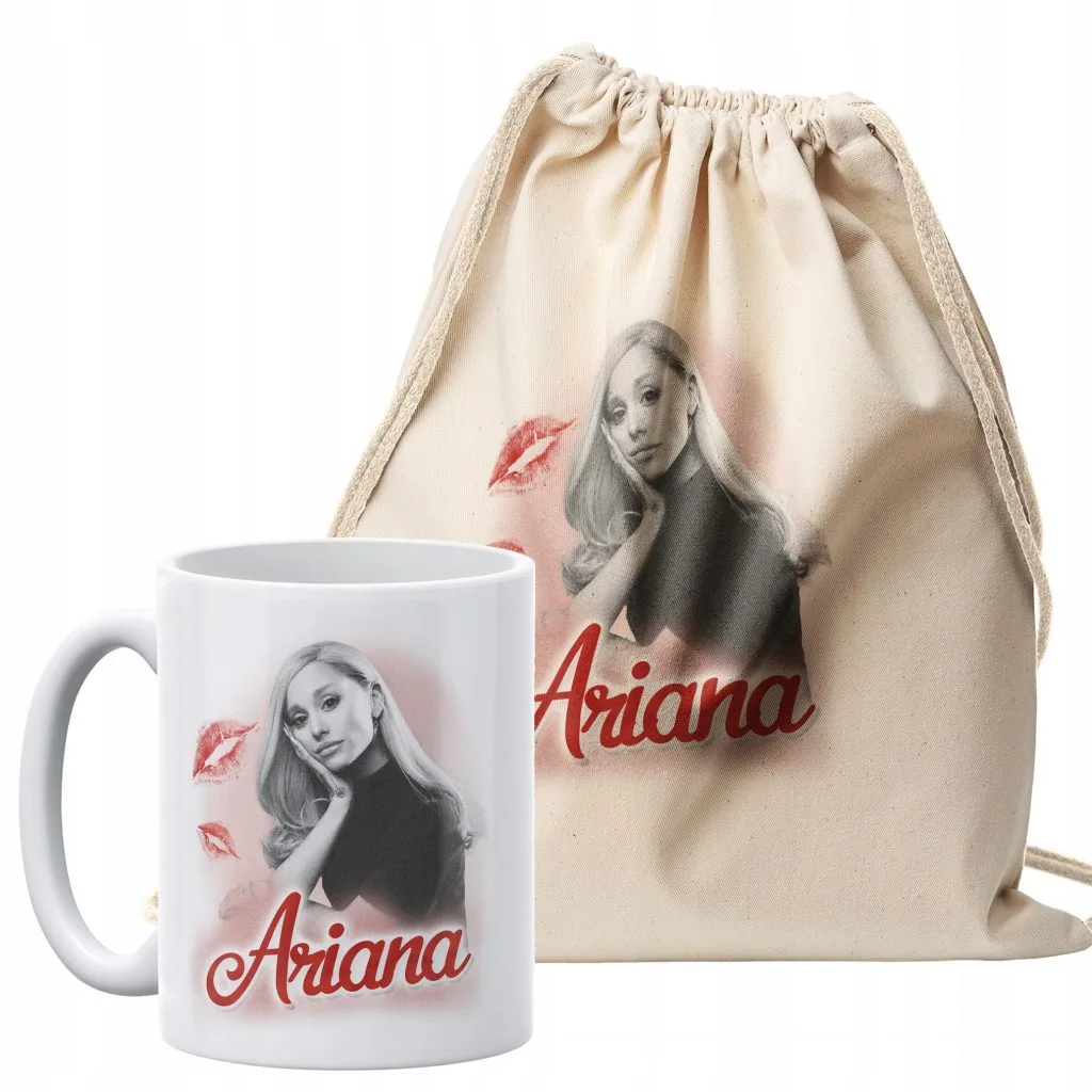 Zestaw plecak bawełniany + kubek Ariana Grande Dla Fanów