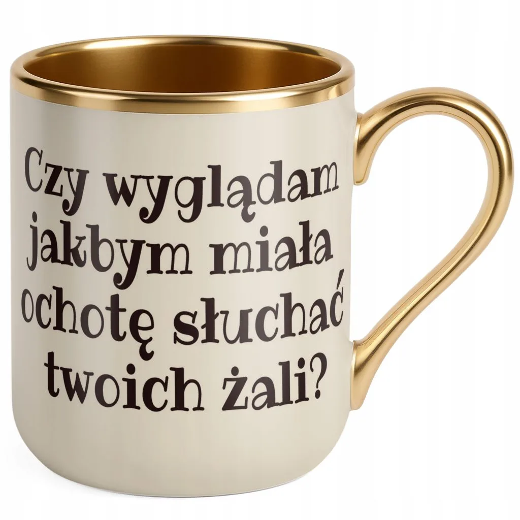 Kubek Premium Złoty Ecru Czy Wyglądam Jakbym Śmieszny Prezent