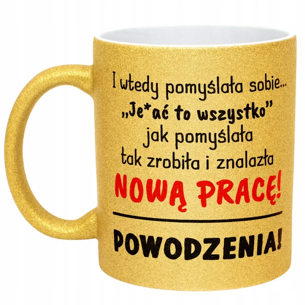 Złoty kubek brokatowy Na Pożegnanie Odejście z Pracy Dla Koleżanki Prezent