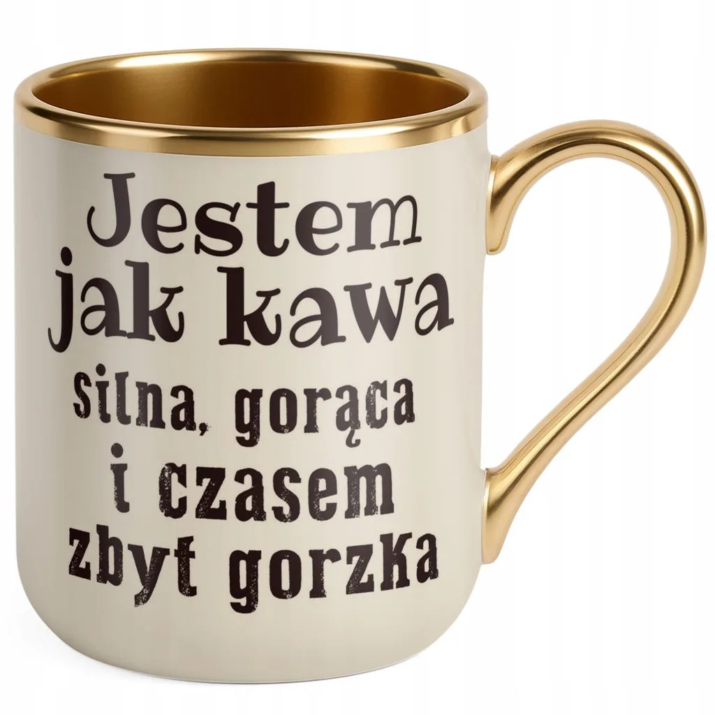 Kubek Premium Złoty Ecru Jestem Jak Kawa Śmieszny Prezent