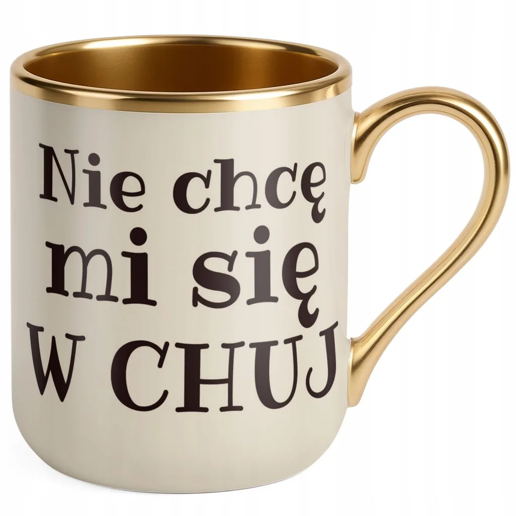 Kubek Premium Złoty Ecru Nie Chcę Mi Się W Ch*j Śmieszny Prezent