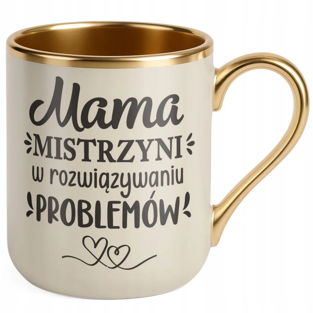 Kubek Premium Złoty Ecru Dzień Matki Prezent Upominek Mistrzyni Mama