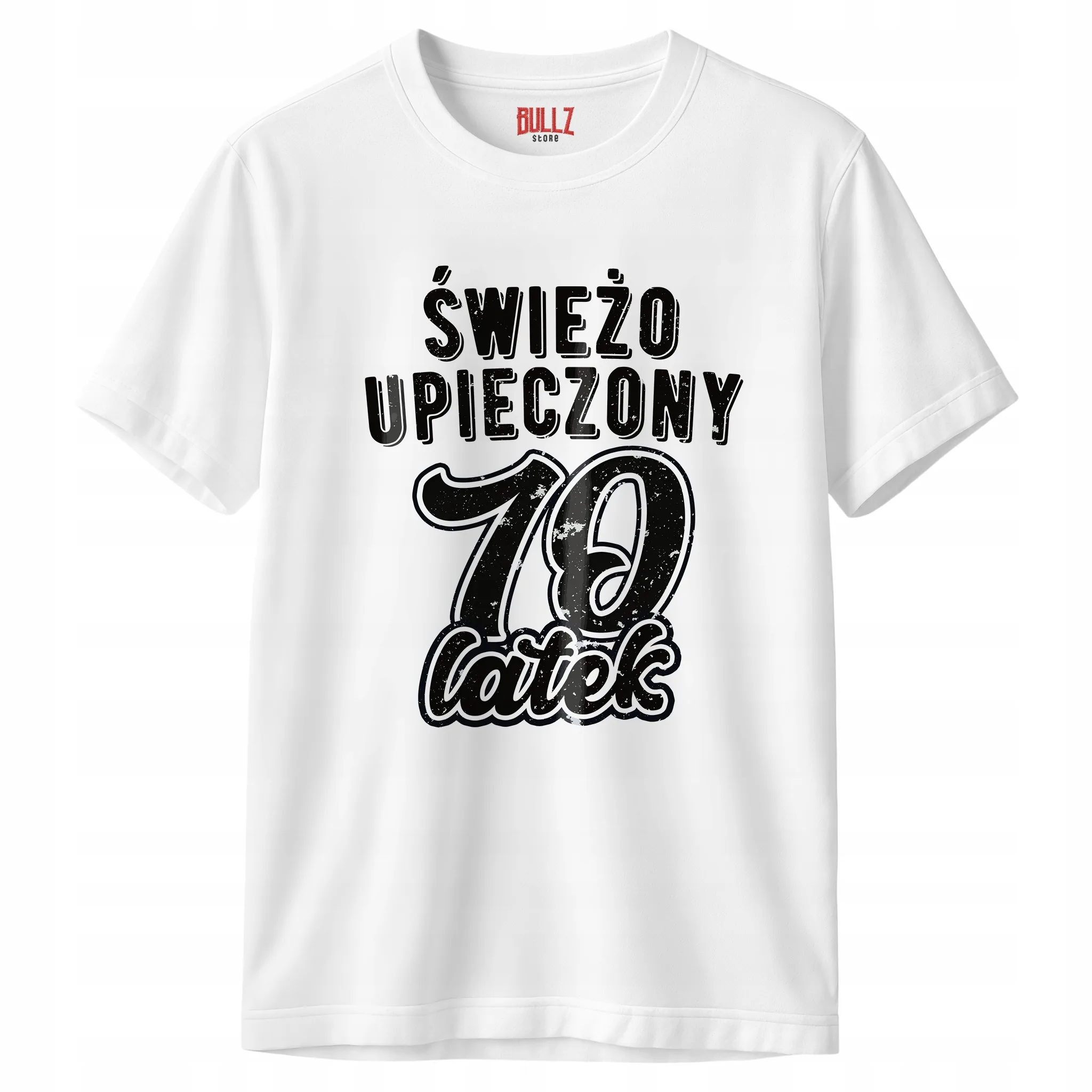 Koszulka biała męska Świeżo Upieczony 70 Urodziny Prezent