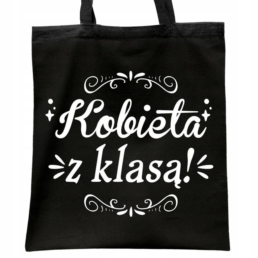 Torba bawełniana czarna na zakupy Dzień Kobiet Dla Kobiety Prezent