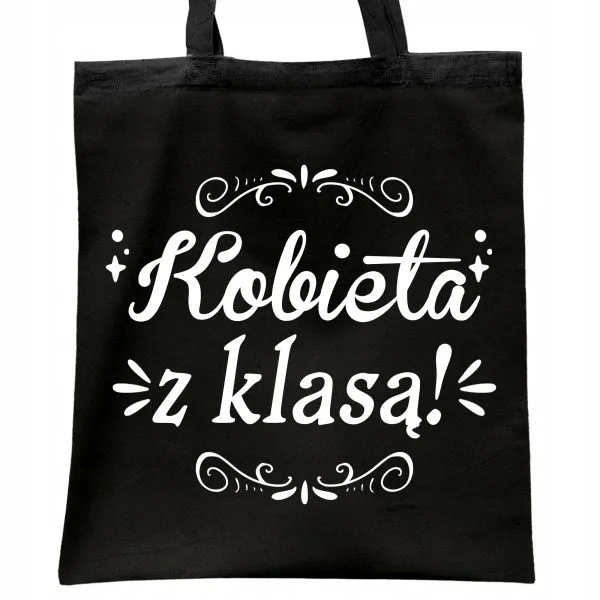 Torba bawełniana czarna na zakupy Dzień Kobiet Dla Kobiety Prezent