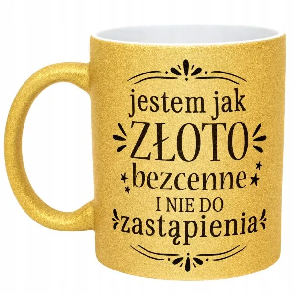 Złoty kubek brokatowy Dzień Kobiet Zabawny Prezent Upominek Dla Kobiety