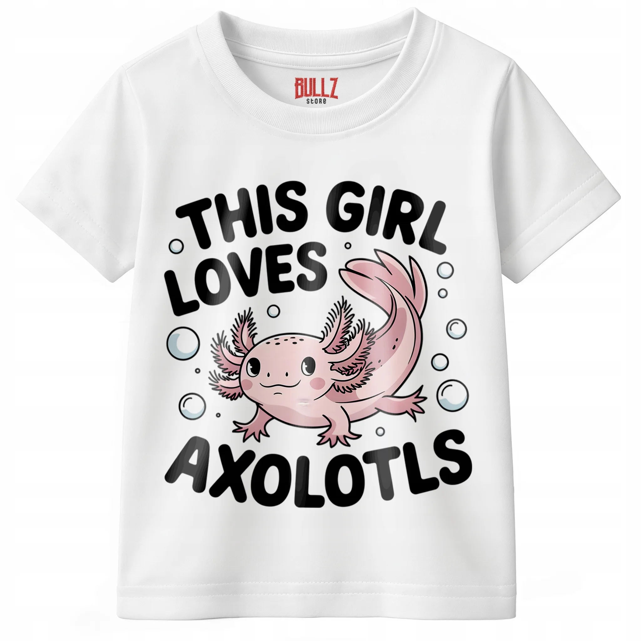 Podkoszulek dziecięcy biały Aksolotl Axolotl Mine craft Różowy