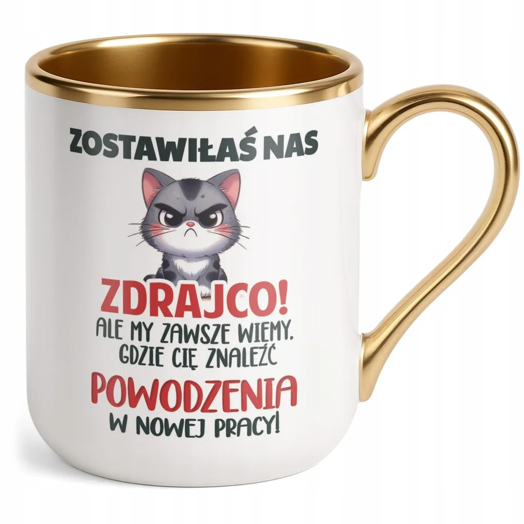 Kubek Premium Złoty Pożeganie Odejście z Pracy Dla Koleżanki Prezent