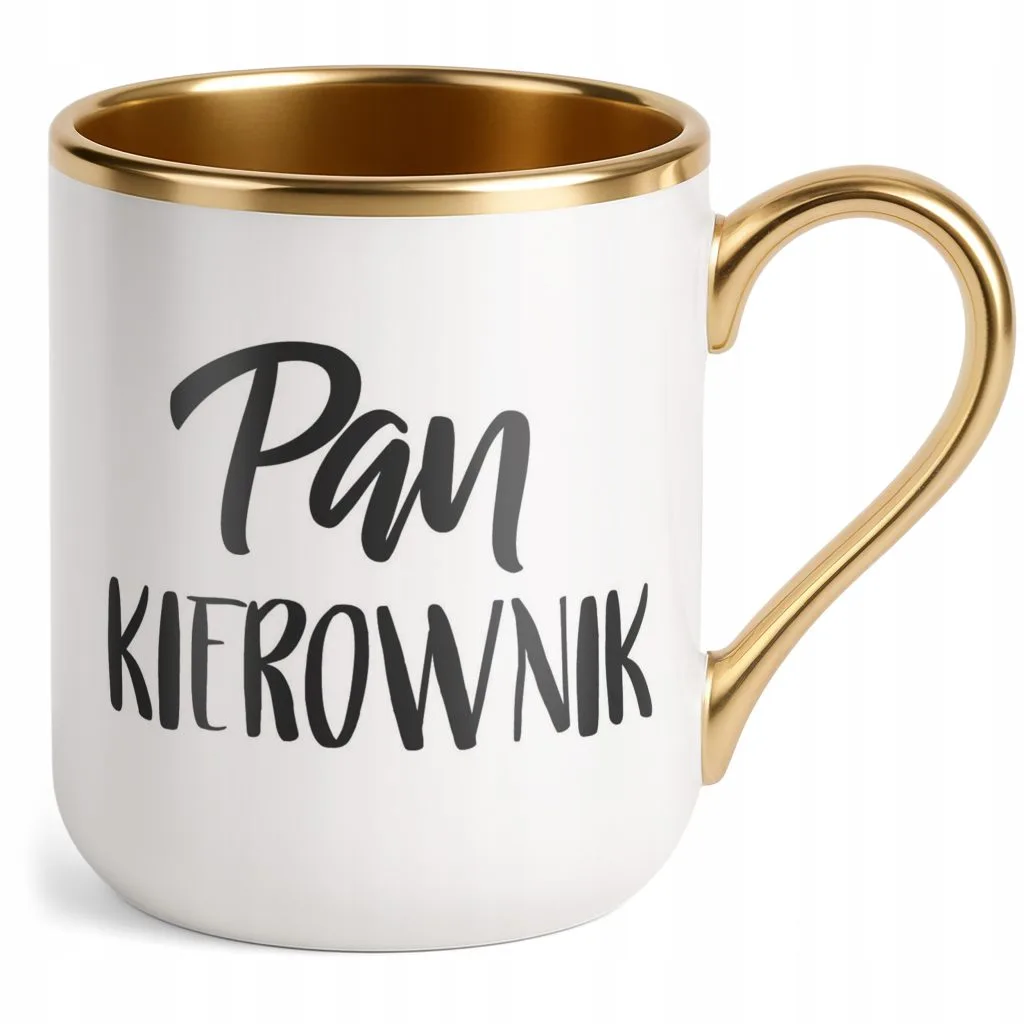 Kubek Premium Złoty Pan Kierownik Dla Mężczyzny Praca Prezent