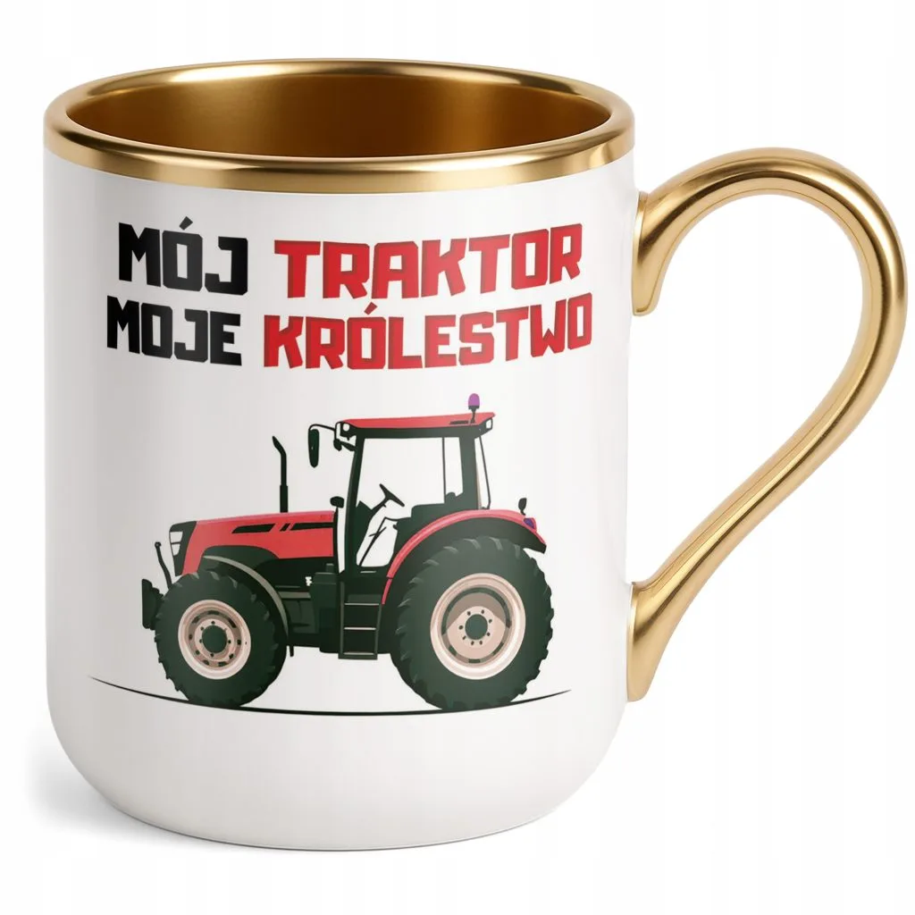 Kubek Premium Złoty Rolnik Dla Rolnika Traktor Zabawny Prezent