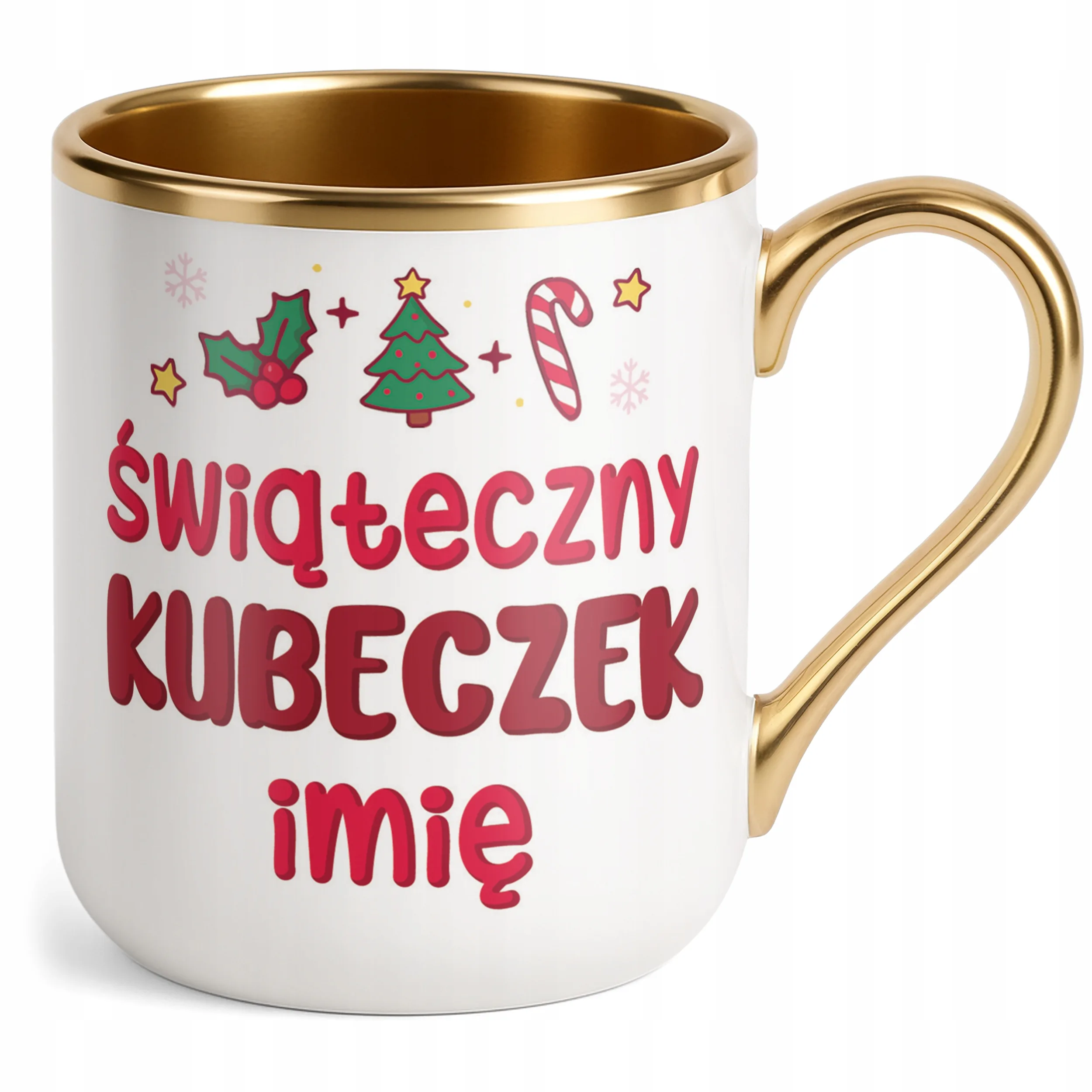 Kubek Premium Złoty Personalizowany Świąteczny Boże Narodzenie Prezent