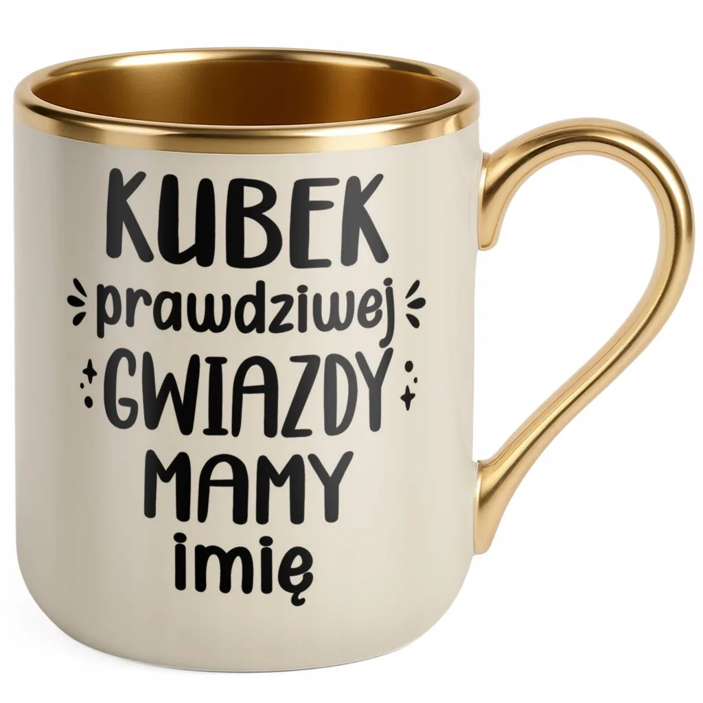 Kubek Premium Złoty Ecru Personalizowany Dzień Matki Dla Mamy