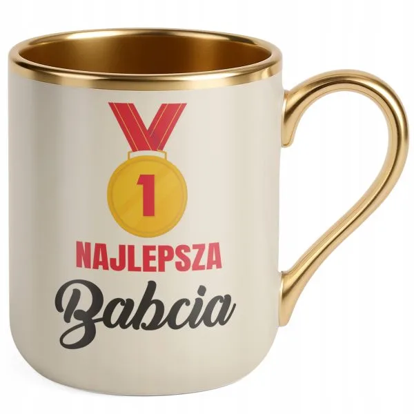 Kubek Premium Złoty Ecru Dzień Babci Dla Babci Prezent Upominek