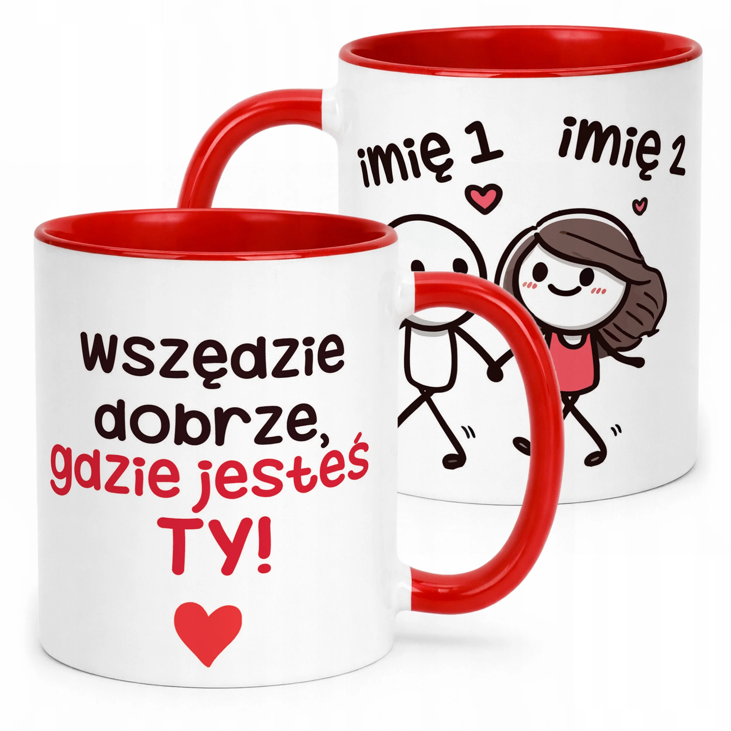 Kubek Czerwony Personalizowany Serce Walentynki Prezent Upominek