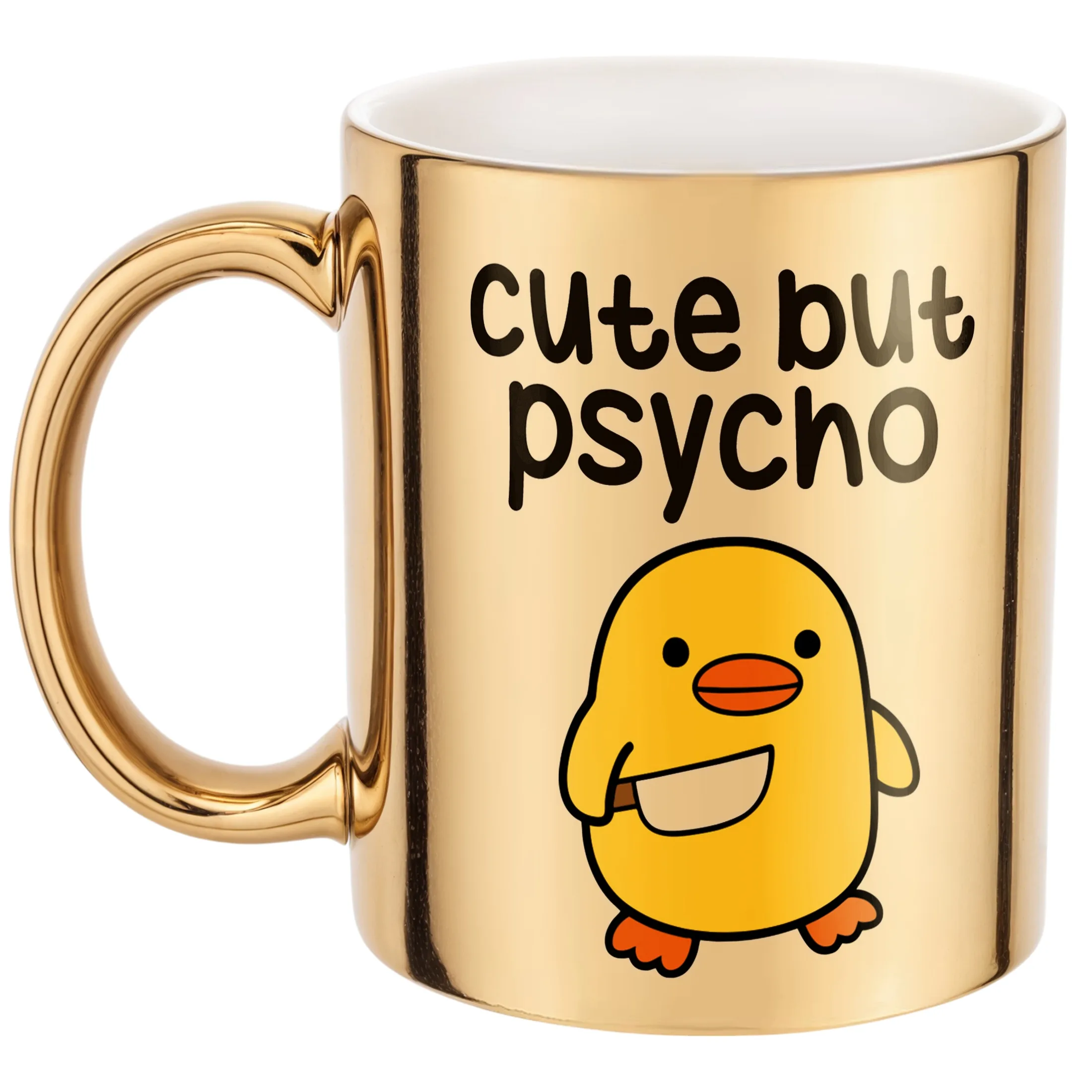 Złoty Kubek Cute But Psycho Śmieszny Zabawny Prezent