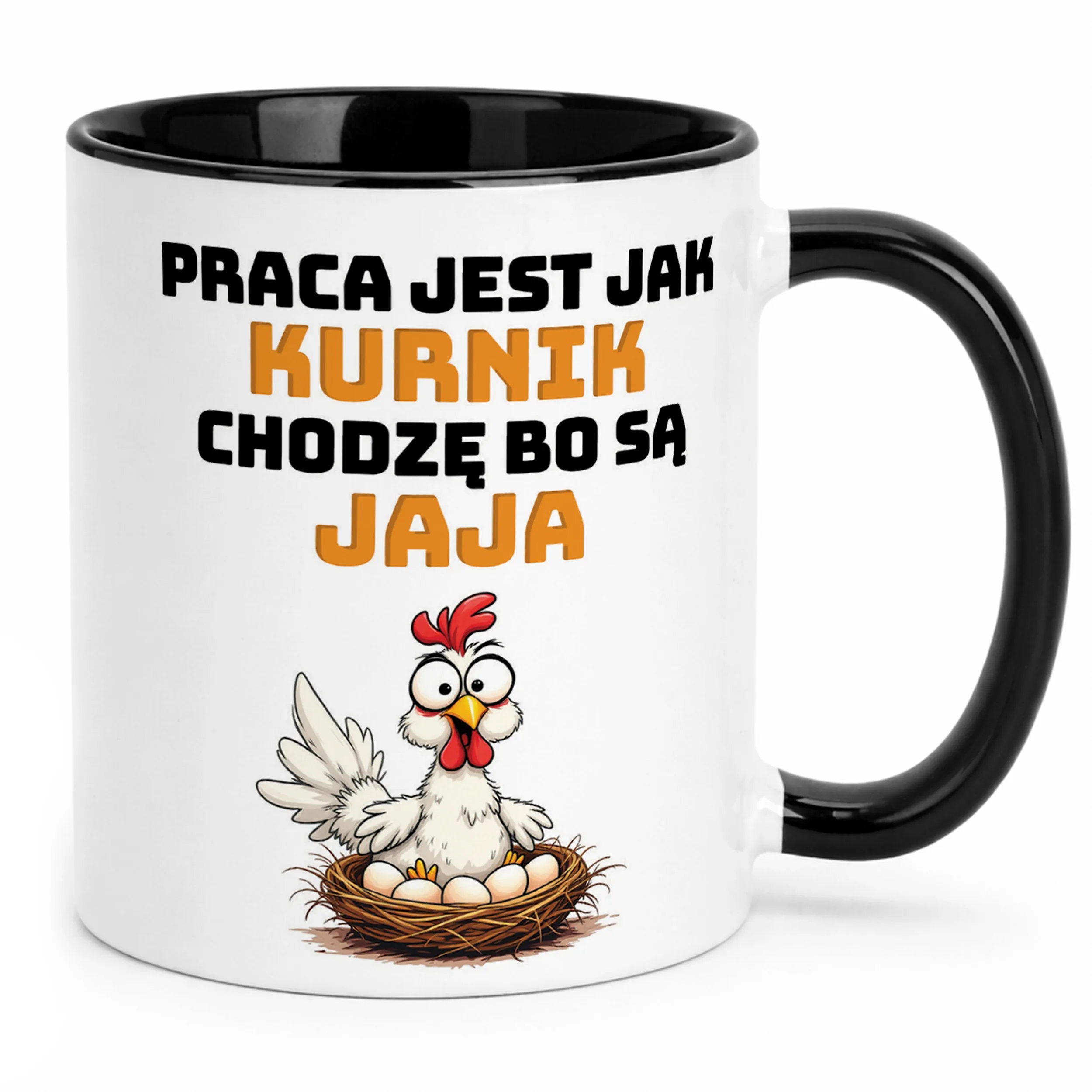 Kubek Czarny Praca Jest Jak Kurnik Zabawny Prezent Praca