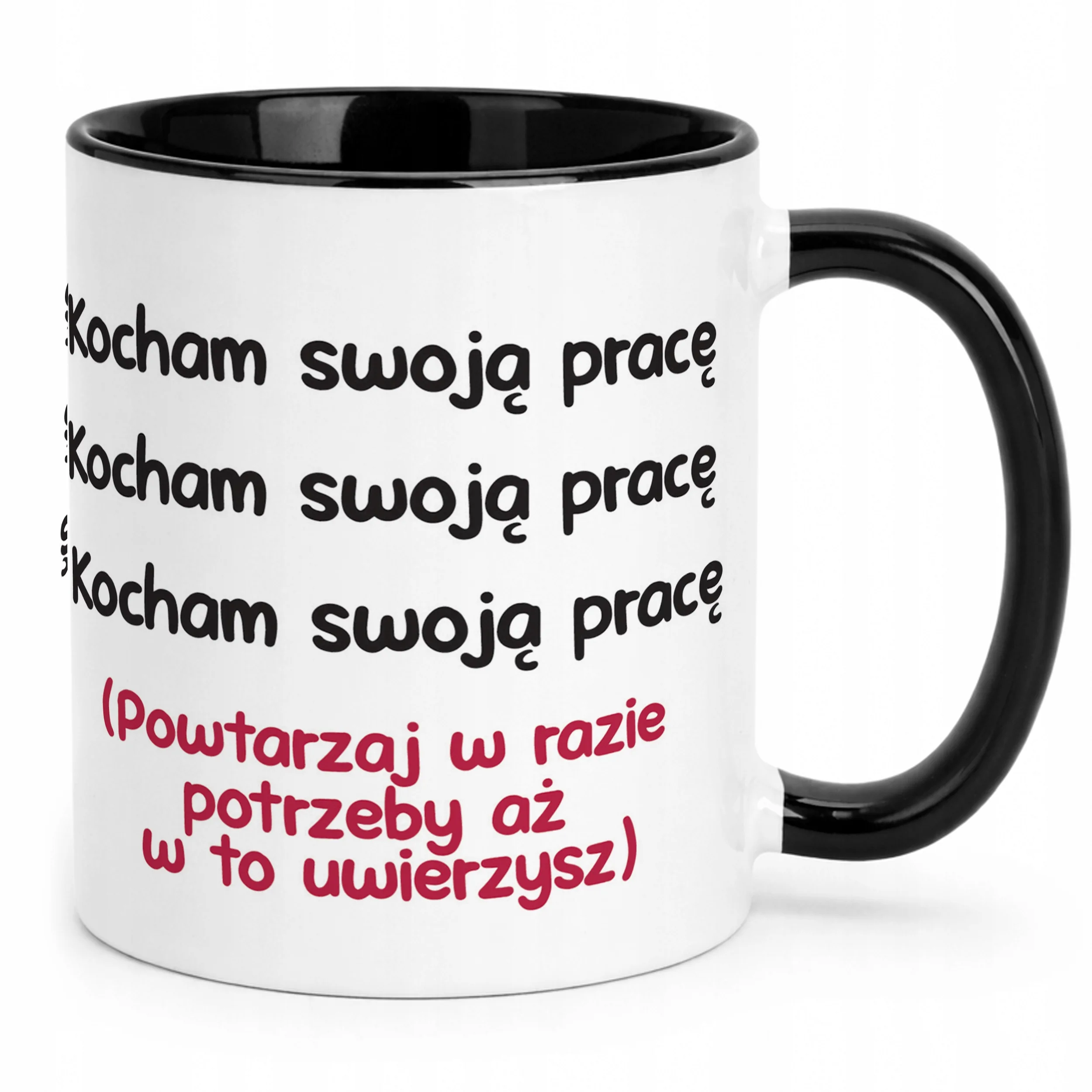 Kubek Czarny Kocham Swoją Pracę Śmieszny Zabawny Prezent