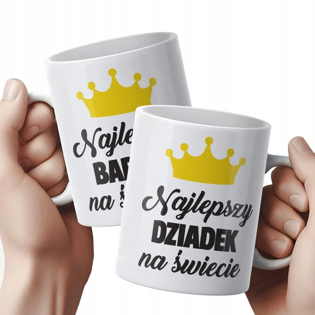 Zestaw Kubków Ceramicznych 330 ml Dzień Babci i Dziadka Prezent Najlepsi
