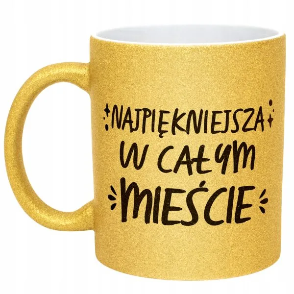 Złoty kubek brokatowy Dzień Kobiet Zabawny Prezent Upominek Dla Kobiety