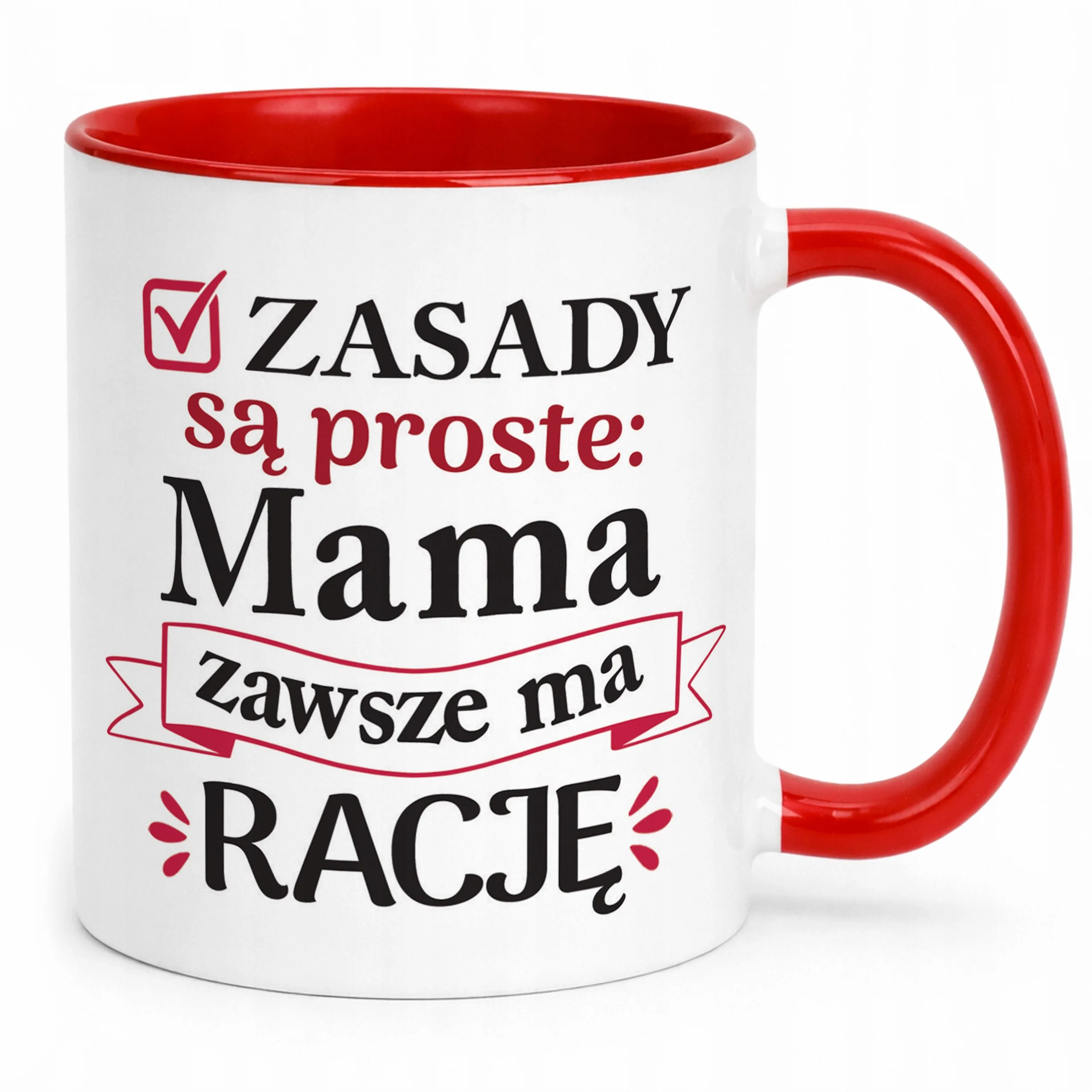 Kubek Czerwony Dzień Matki Dla Mamy Prezent Zasady Są Proste