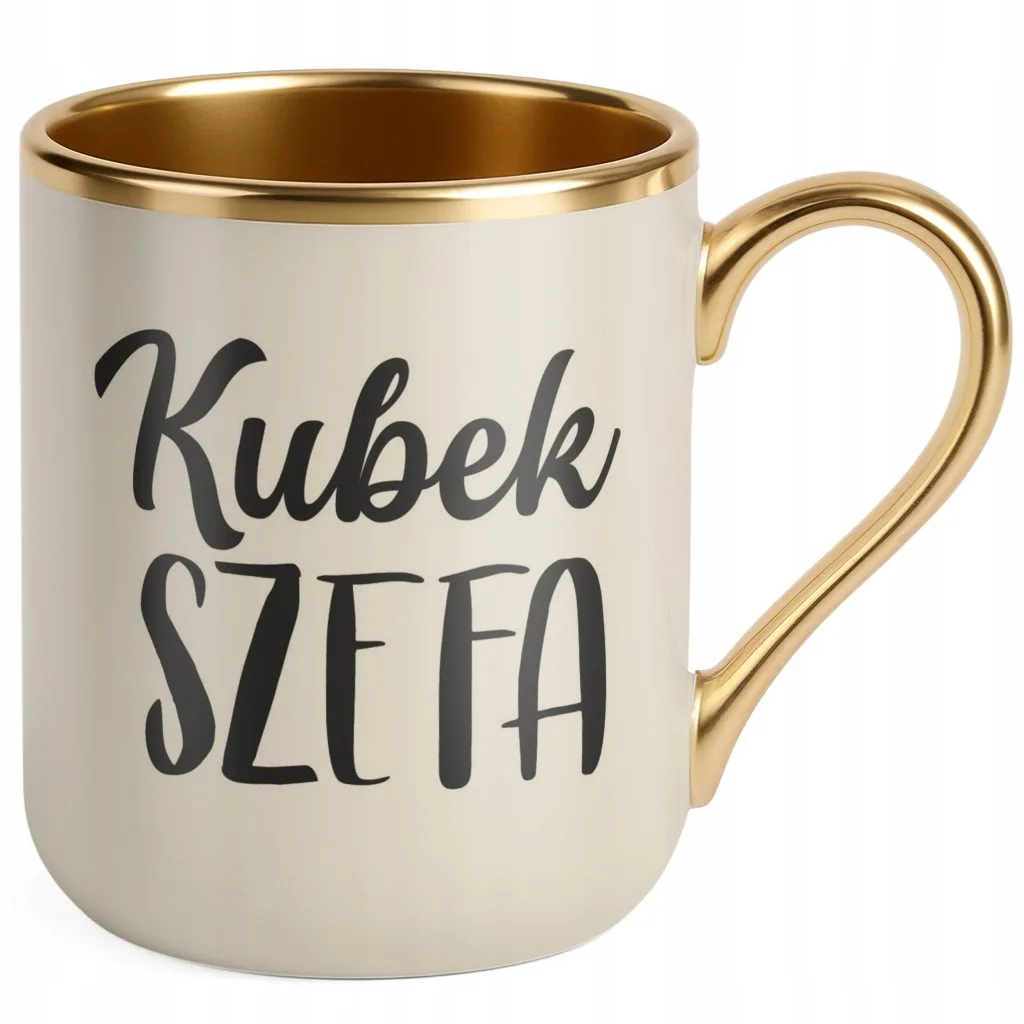 Kubek Premium Złoty Ecru Kubek Szefa Dla Szefa Prezent Praca