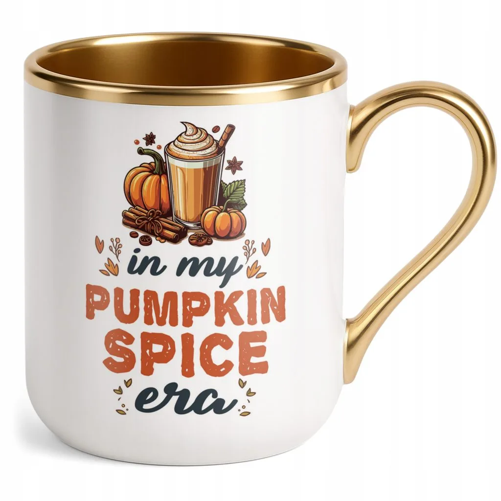 Kubek Premium Złoty Jesienny Jesień Hello Pumpkin Dynia Prezent