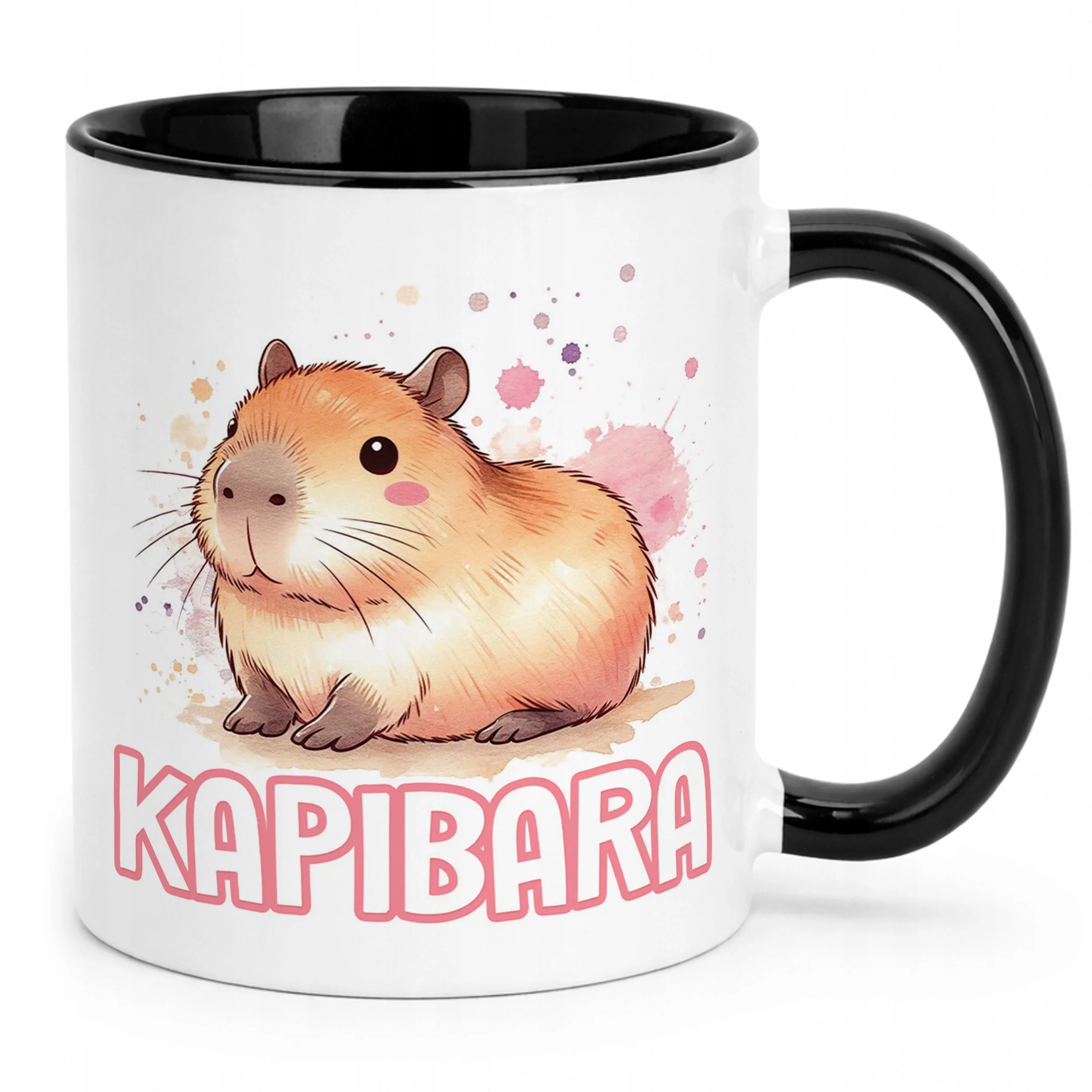 Kubek Czarny Kapibara Capybara Zwierzak Słodki Dla Dzieci Prezent