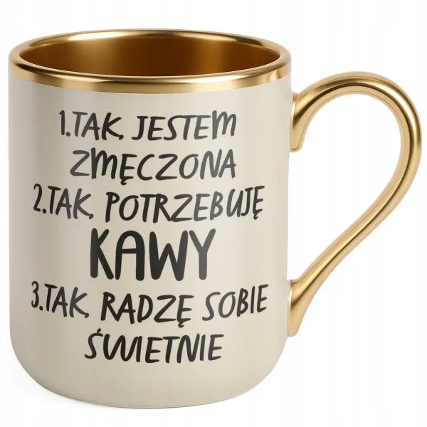 Kubek Premium Złoty Ecru Dzień Kobiet Zabawny Prezent Upominek Dla Kobiety