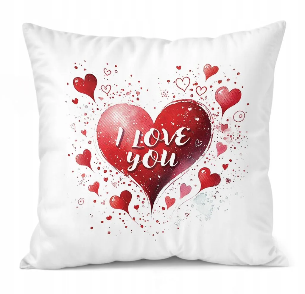 Poduszka 38x38cm na walentynki I Love You Serce Prezent Upominek