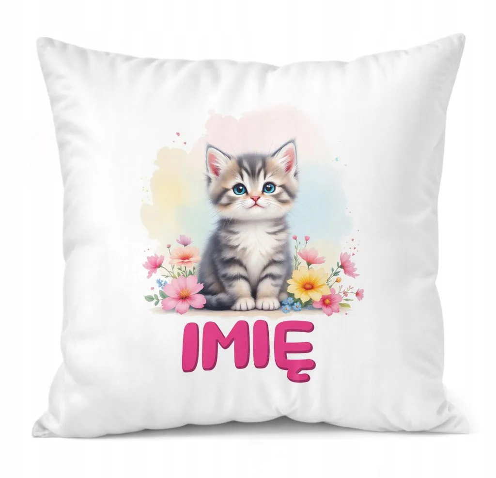 Poduszka 38x38cm Personalizowana Kot Kotek Zwierzak Słodki Dla Dzieci