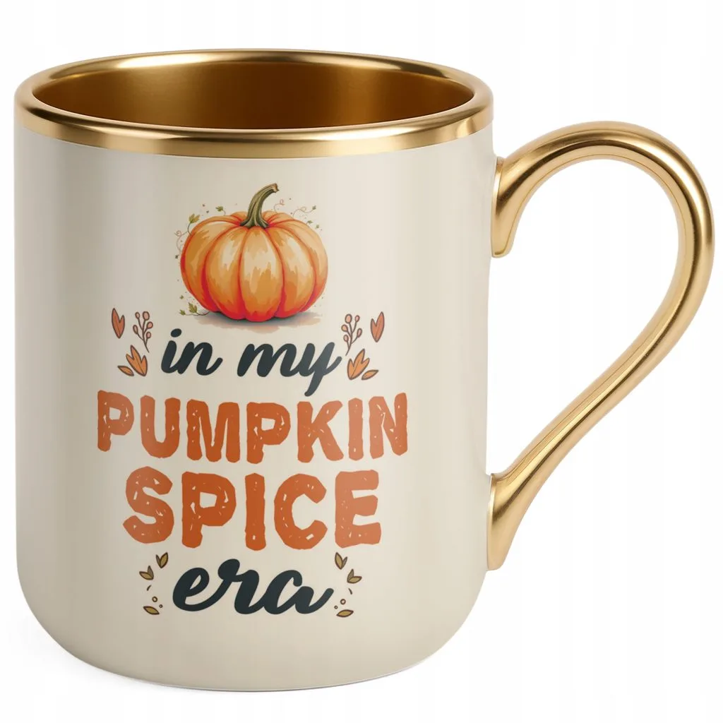 Kubek Premium Złoty Ecru Jesienny Jesień In My Pumpkin Spice Era Prezent