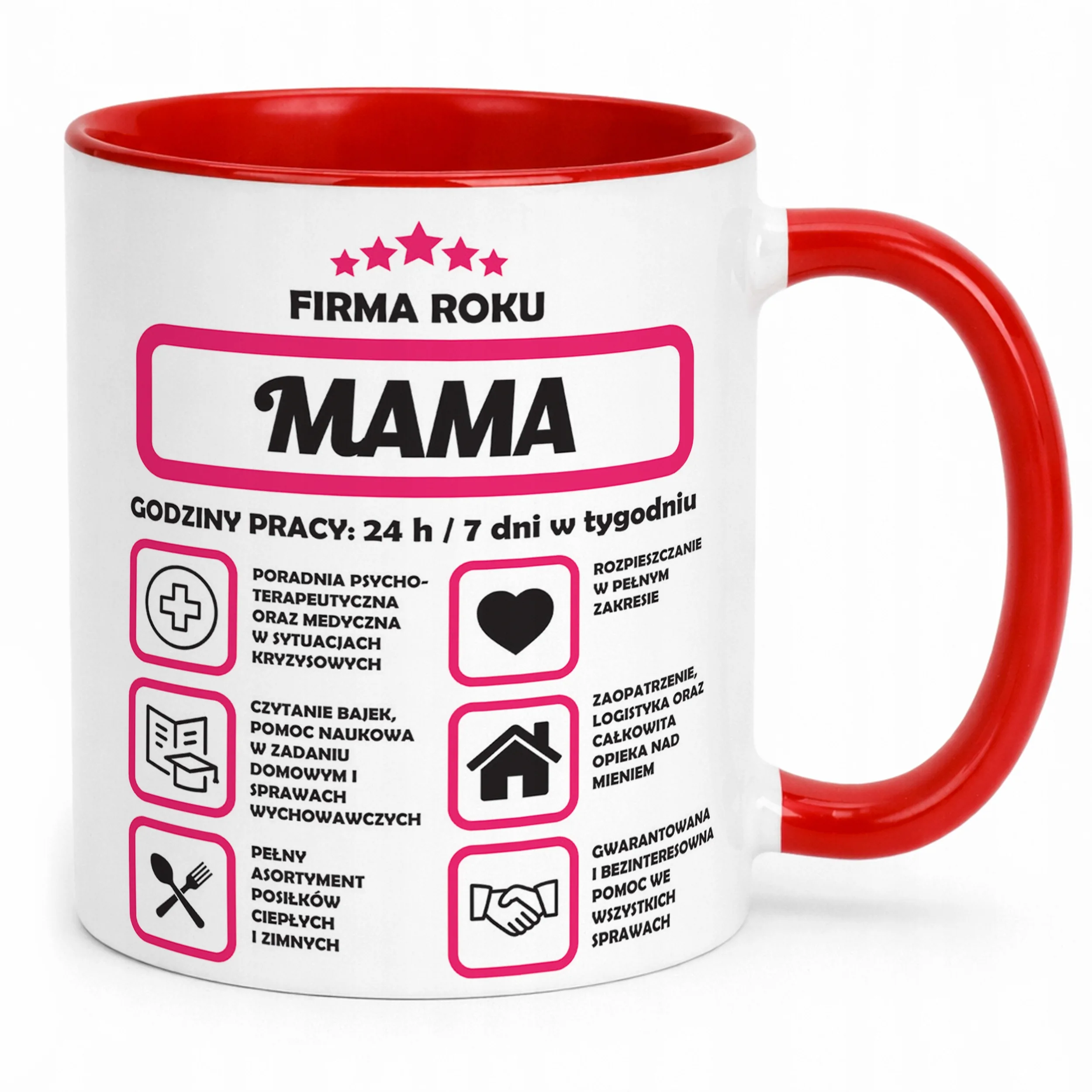 Kubek Czerwony Dzień Matki Dla Mamy Prezent Firma Mama