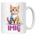 Kubek ceramiczny personalizowany Kot Kotek Zwierzak Słodki Dla Dzieci