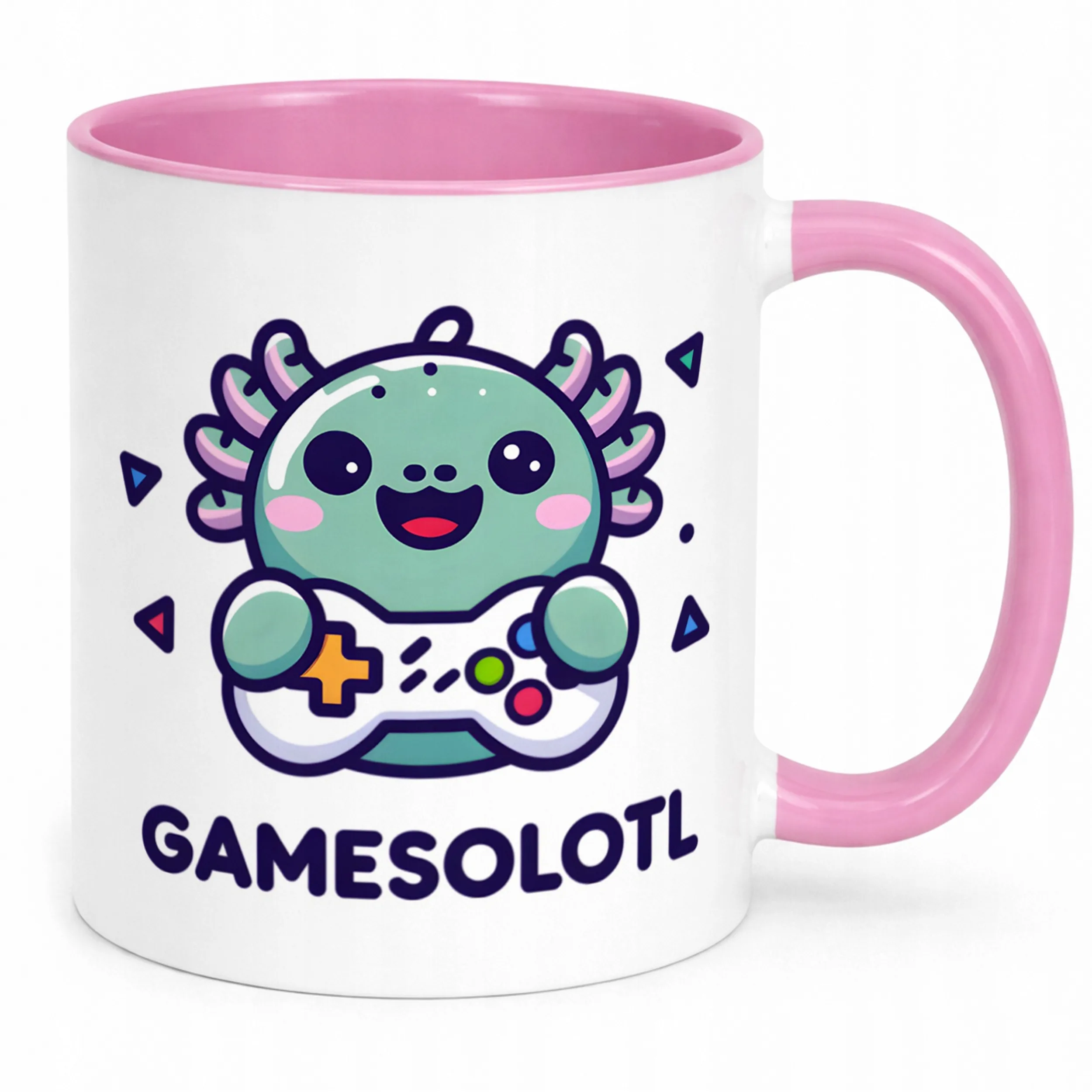 Różowy kubek ceramiczny dla dzieci Aksolotl Axolotl Różowy Zwierzak Trend