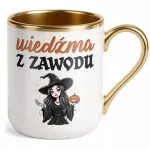 Kubek Premium Złoty Halloween Wiedźma Z Zawodu Dla Kobiety Prezent